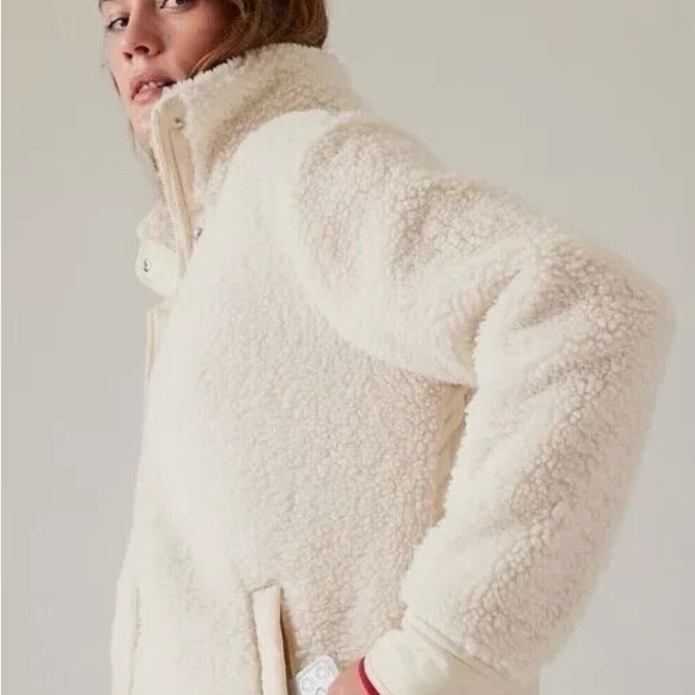 Athleta Cozy Hybrid Women's Cream Sherpa Jacket